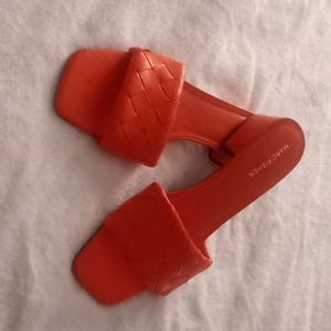 Orange Sandal with small wedge heel